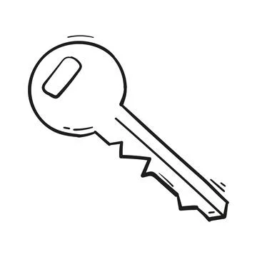 Hand drawn key icon in doodle style isolated Stock Illustration