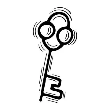 Hand drawn key. Magical element. Symbol of esotericism, mysticism, witchcraft Stock Illustration