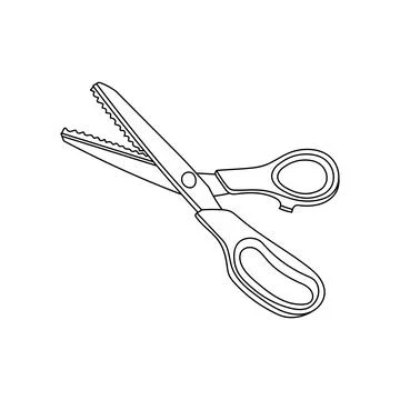 Hand drawn Kids drawing Cartoon Vector illustration pinking shears Isolated.. Illustration