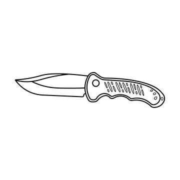 Hand drawn kids drawing Vector illustration Folding Tactical Knife flat car.. Illustration