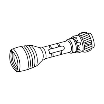 Hand drawn kids drawing Vector illustration Cute flashlight torch vector fl.. Illustration