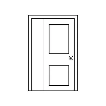 Hand drawn Kids drawing Vector illustration two panel one third lite door I.. Stock Illustration