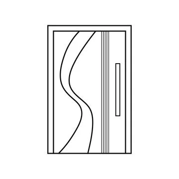 Hand drawn Kids drawing Vector illustration curved lite wooden door Isolate.. Stock Illustration