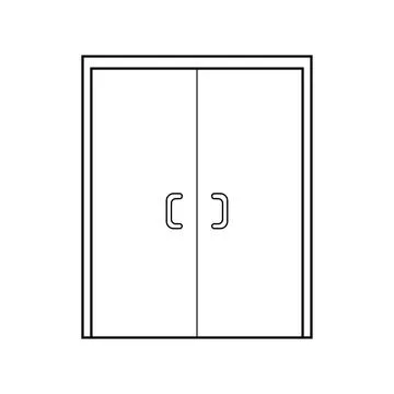 Hand drawn Kids drawing Vector illustration double entry glass door Isolate.. Ilustración de archivo