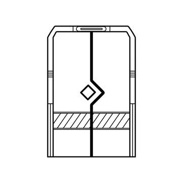 Hand drawn Kids drawing Vector illustration futuristic door Isolated on Whi.. Stock Illustration