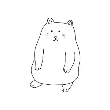 Hand drawn kids drawing Vector illustration funny cat standing icon in dood.. Illustration