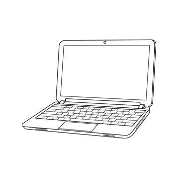 Hand drawn Kids drawing Vector illustration cartoon laptop icon Isolated on.. Stock Illustration