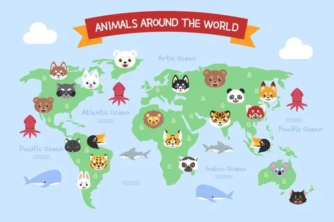 Hand drawn kids map illustration Stock Illustration