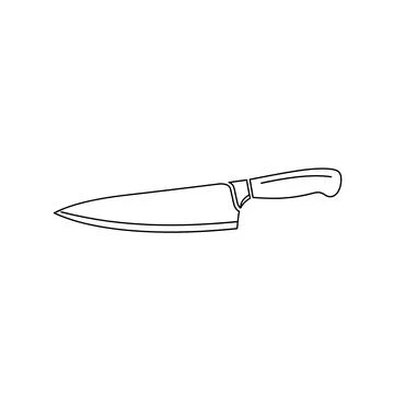 Hand drawn kitchen chef knife line art illustration for culinary design Stock Illustration