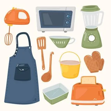Hand drawn kitchen elements 스톡 일러스트