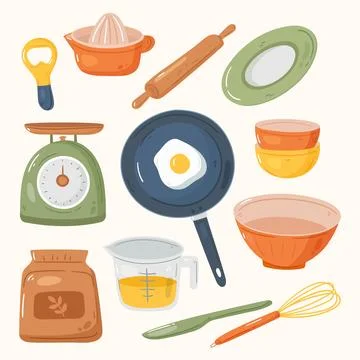 Hand drawn kitchen elements Stock Illustration