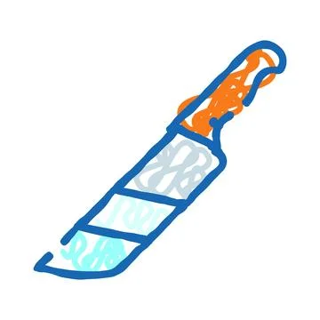 Hand drawn kitchen knife outline doodle illustration Stock Illustration