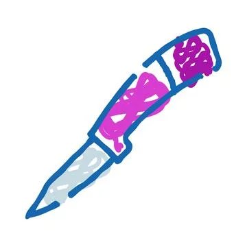 Hand drawn kitchen knife sharp blade illustration Stock Illustration