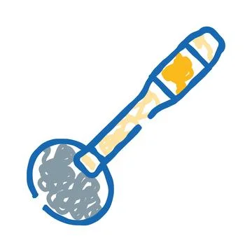 Hand drawn kitchen ladle with blue outline doodle Stock Illustration