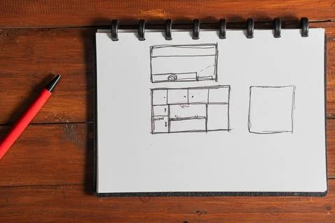 Hand-Drawn Kitchen Layout Sketch Stock Photos