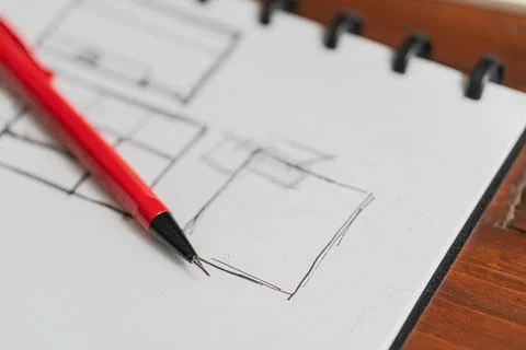Hand-Drawn Kitchen Layout Sketch Stock Photos