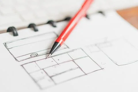 Hand-Drawn Kitchen Layout Sketch Stock Photos