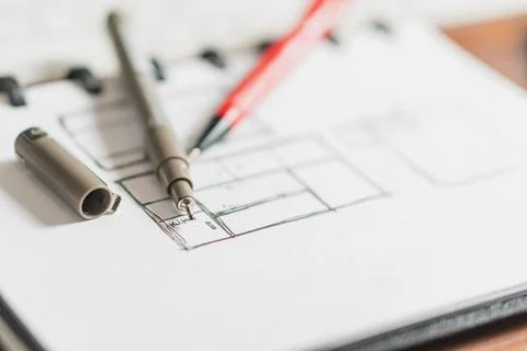 Hand-Drawn Kitchen Layout Sketch Stock Photos