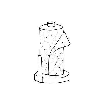 Hand-drawn kitchen paper towel holder Stock Illustration