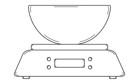 Hand drawn kitchen scales. Tool for measuring the weight of ingredients when Stock Illustration