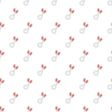 Hand drawn kitchen utensils seamless pattern on white Stock Illustration