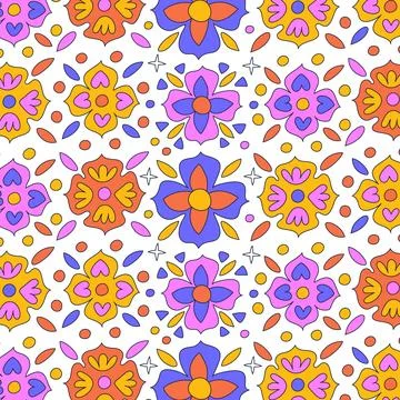 Hand drawn kitschy pattern Stock Illustration