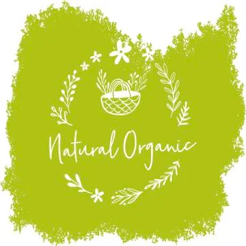 Hand drawn labels and elements collection for organic food and drink, natural Stock Illustration