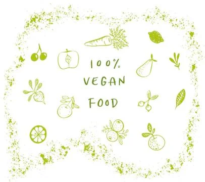 Hand drawn labels and elements collection for organic food and drink, natural Stock Illustration