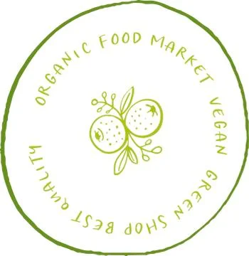 Hand drawn labels and elements collection for organic food and drink, natural Stock Illustration