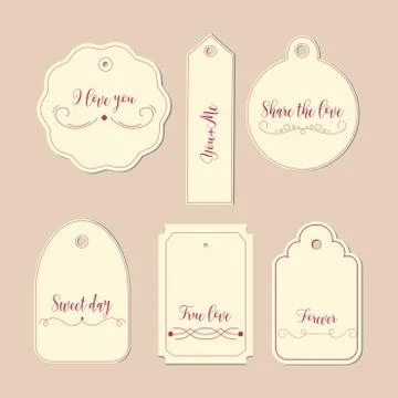 Hand drawn labels and tags. Elements collection for Valentine s Day.The main Stock Illustration