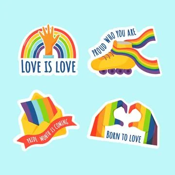 Hand drawn labels collection for pride month celebration Stock Illustration