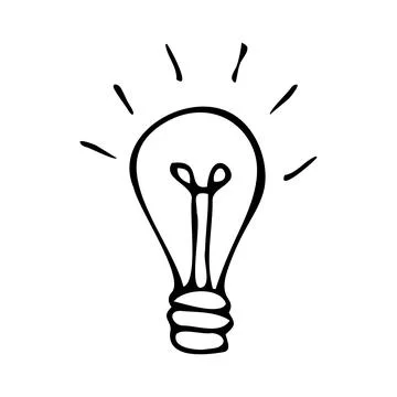 A hand-drawn lamp. Doodle light bulb isolated Stock Illustration