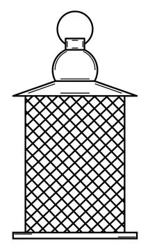 Hand drawn lantern. Equipment for lighting at night. Sketch. Outline. Vector. Stock Illustration
