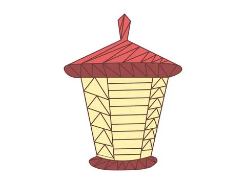 Hand-drawn lantern isolated on a white background. Concept of illumination, d Stock Illustration