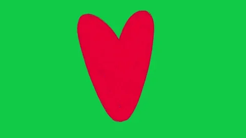  Hand Drawn Large Red Heart Animation on Green Screen Overlay 動画素材 336579035