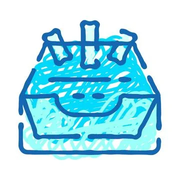 Hand drawn laundry basket with blue clothes pegs Stock Illustration