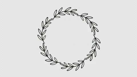 Hand Drawn Laurel Wreath Circle Frame Animation on Green Screen Background Stock Footage 324056405