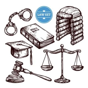 Hand Drawn Law Set Ilustración de archivo