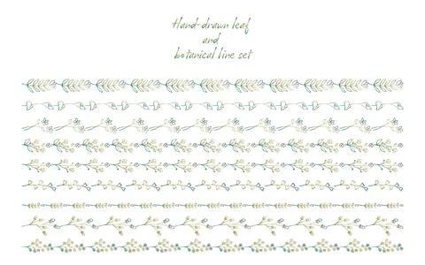 Hand-drawn leaf and botanical line set Illustration