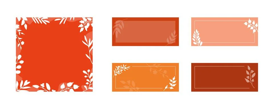 Hand drawn leaf frames, empty backgrounds Stock Illustration