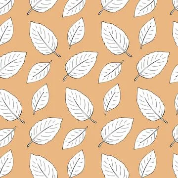 Hand drawn leaf pattern on warm background, great for fabric, wallpaper and.. Stock Illustration