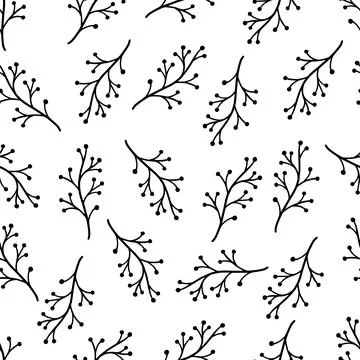 Hand drawn leaf seamless pattern Stock Illustration