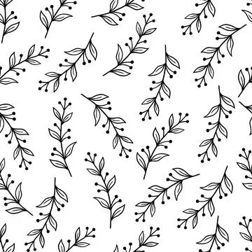 Hand drawn leaf seamless pattern Stock Illustration