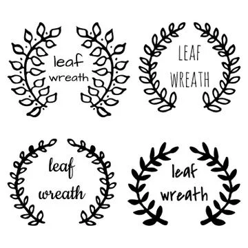 Hand drawn leaf wreath. Stock Illustration