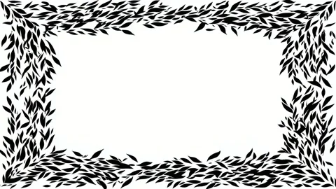 Hand drawn leafy border frame with copy space text overlay seamless loop st.. 库存影片 342041116