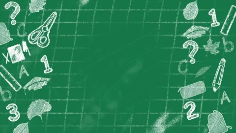 Hand Drawn learning symbol chalk texture on school Chalkboard Stock Footage 303552671