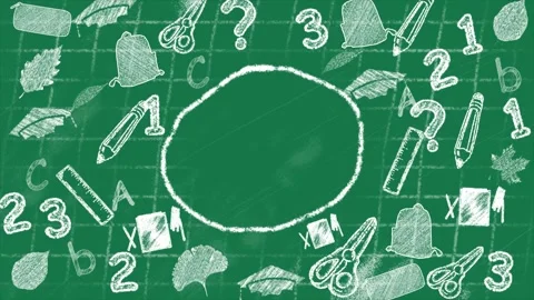 Hand Drawn learning symbol chalk texture on school Chalkboard Stock Footage 303565658