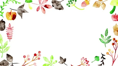 Hand-drawn leaves Frame Stock Footage 309256229