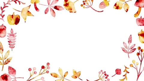 Hand-drawn leaves frame: red 動画素材 309254689