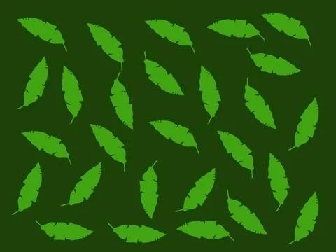 Hand Drawn Leaves with green Pattern  Background Stock Illustration